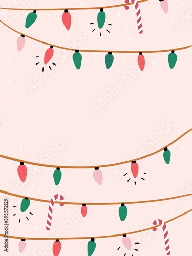 Drawn Christmas chain with glowing lights