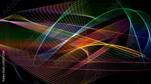 A dynamic vector design by the intersection of shining colorful lines.