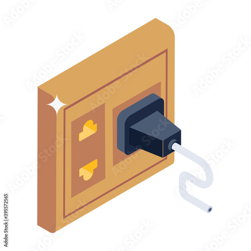 
Isometric style of switchboard icon, vector design of switch plug 
