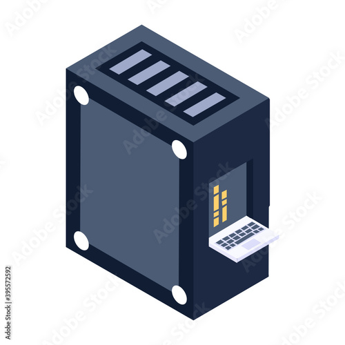 
An icon of data server rack in isometric style 
