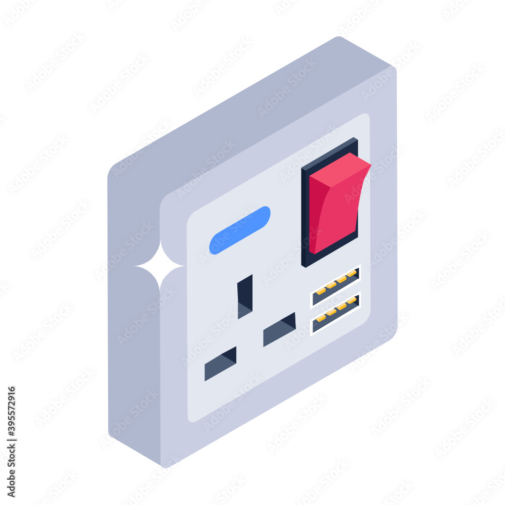 
Electric buttons icon in isometric design, vector style of switch buttons
