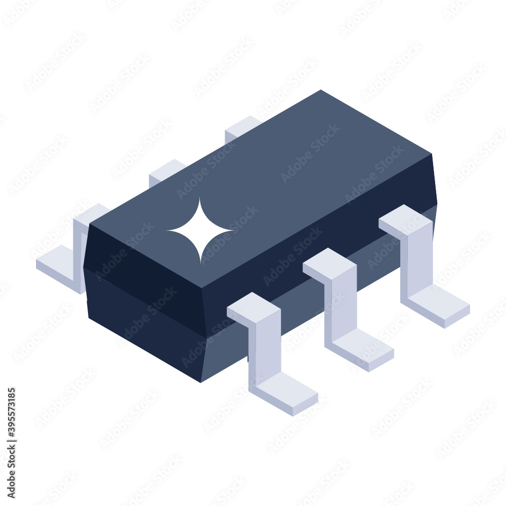 Fototapeta premium A single chip microcontroller icon, isometric style of integrated circuit 