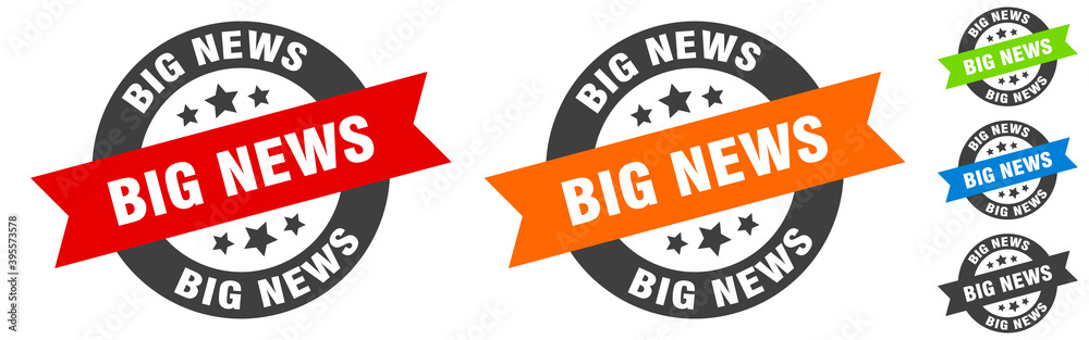 Fototapeta premium big news stamp. big news round ribbon sticker. tag