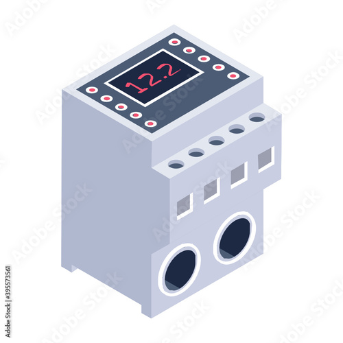 
Editable isometric style of changeover, circuit breaker button 
