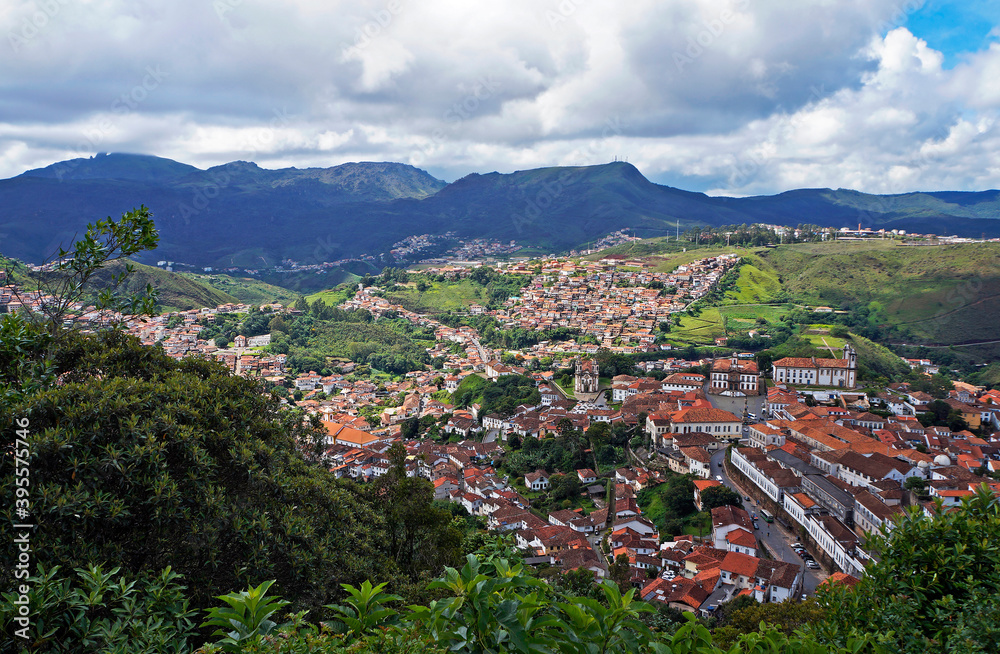 Panoramic view of historical city of Ouro Preto, Brazil