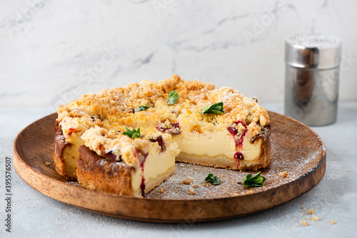 Cheesecake with rhubarb photo