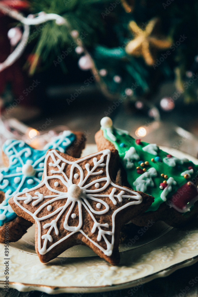 Christmas Gingerbread cookie with decoration Christmas Gingerbread cookie with decoration