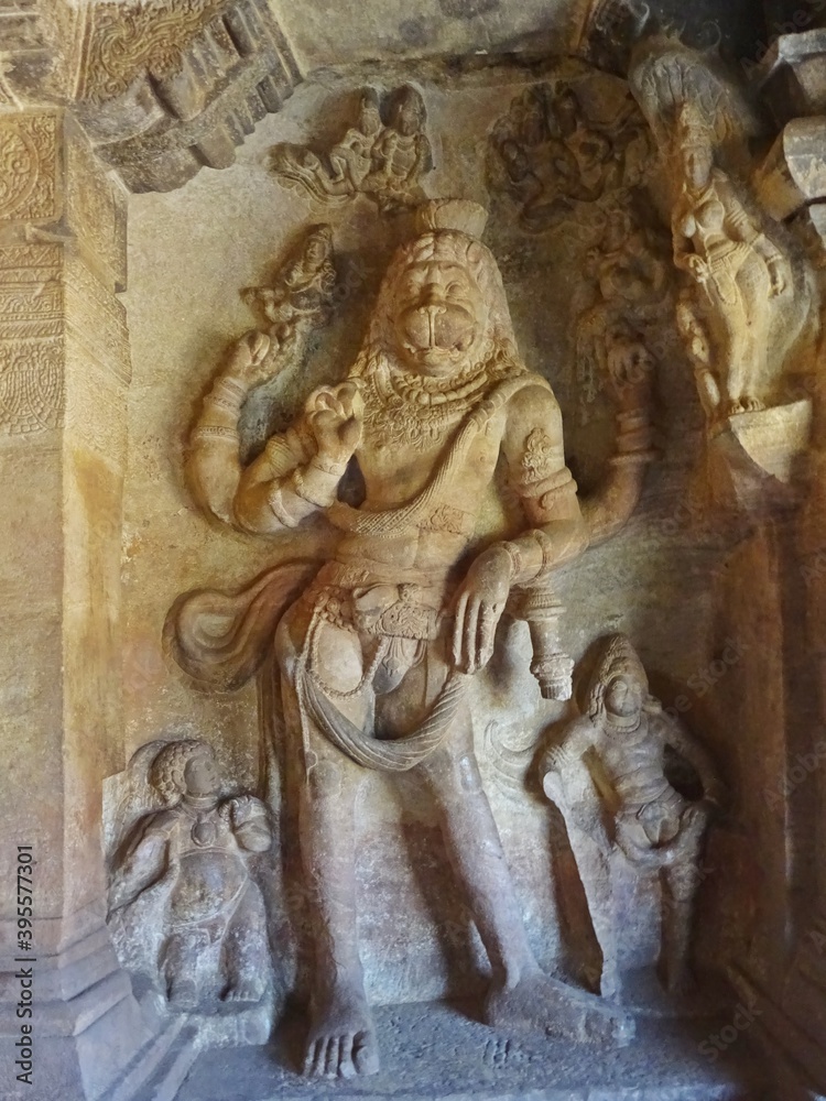 Obraz premium The Rock-Cut Cave Temples Of Badami , Mystery of Karnataka,India