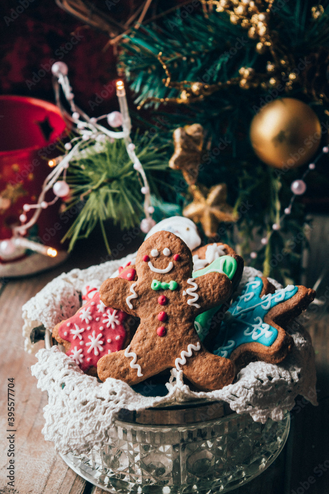 Christmas Gingerbread cookie with decoration