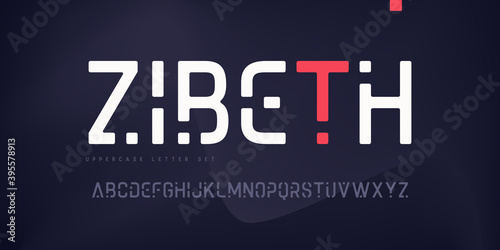 Vector rounded linear sans uppercase letter set, alphabet, typography