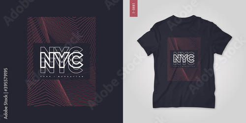 New York City. T-shirt geometric abstract vector design, poster, print, template