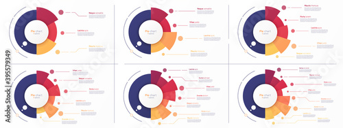 Vector circle chart designs, modern templates for creating infographics, presentations, reports, visualizations