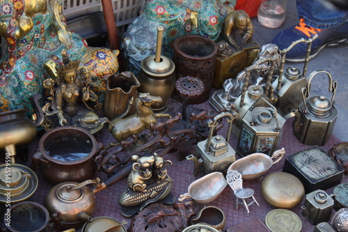 Items on an Antique market stall in China