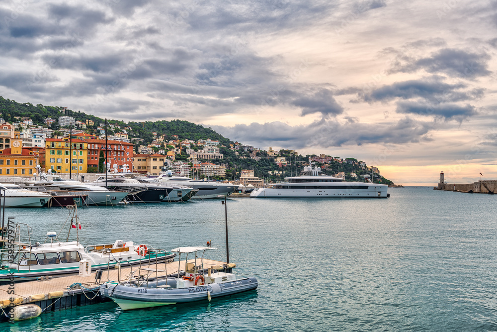 view of the port in Nice, France