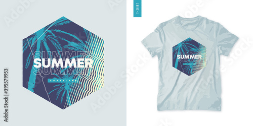 Canvas Print Geometric tropical t-shirt vector design, graphic, print