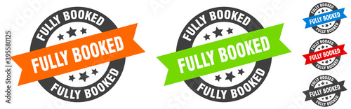 fully booked stamp. fully booked round ribbon sticker. tag