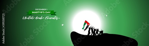 United Arab Emirate's Martyr's Day, vector illustration, 1 December, with flag on patriotic background 