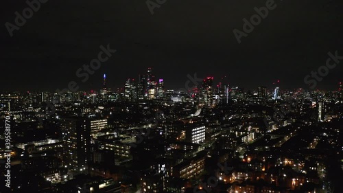 Wallpaper Mural Dolly forward night drone shot of London City skyscrapers skyline Torontodigital.ca