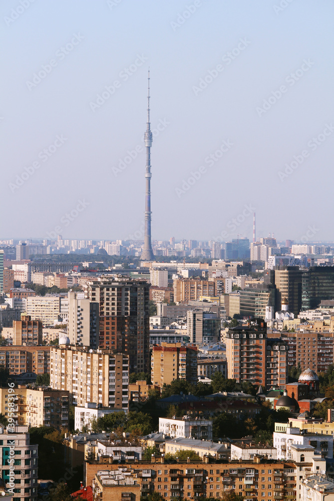 View from Hotel Ukraine in Moscow to city center and Ostankino TV tower