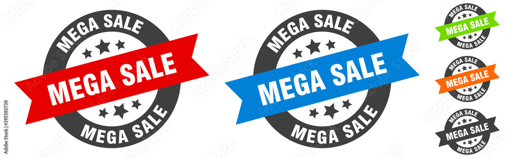 mega sale stamp. mega sale round ribbon sticker. tag mega sale stamp. mega sale round ribbon sticker. tag