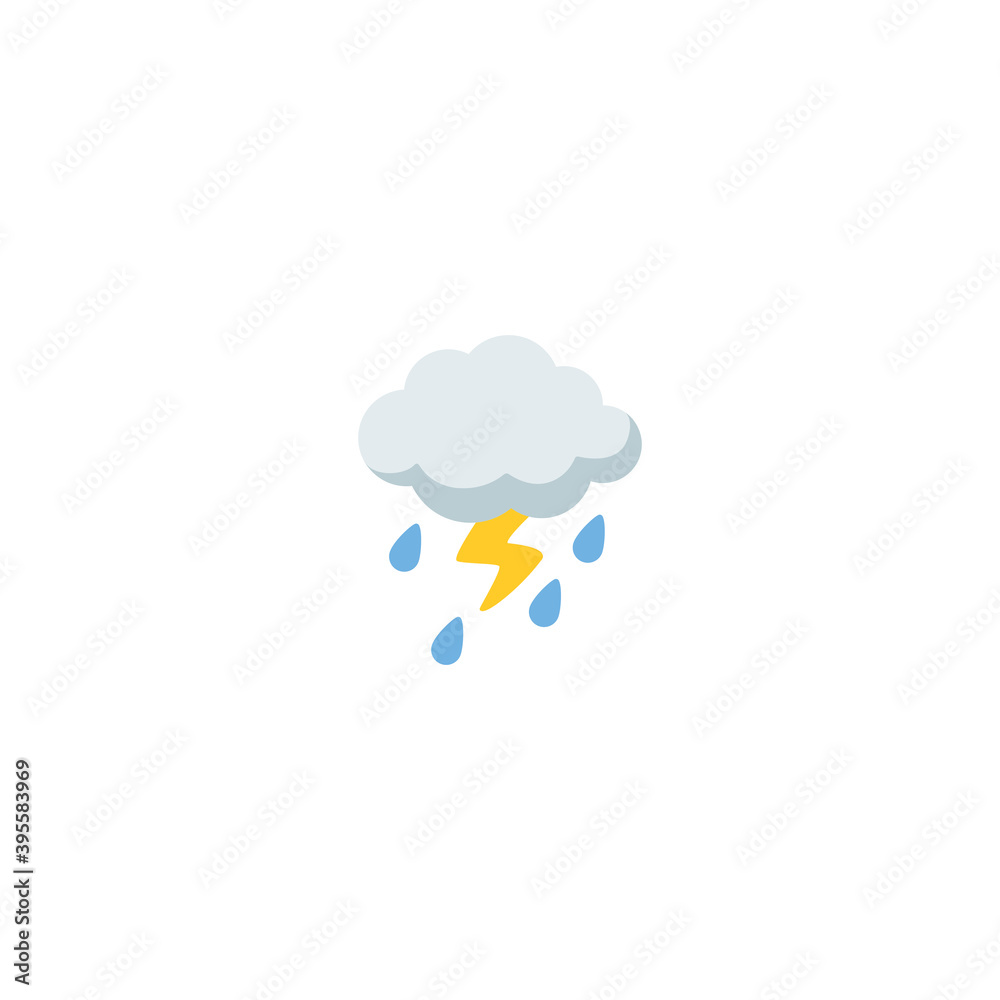 Cloud with Lightning and Rain vector isolated icon illustration. Cloud with Lightning and Rain icon Cloud with Lightning and Rain vector isolated icon illustration. Cloud with Lightning and Rain icon