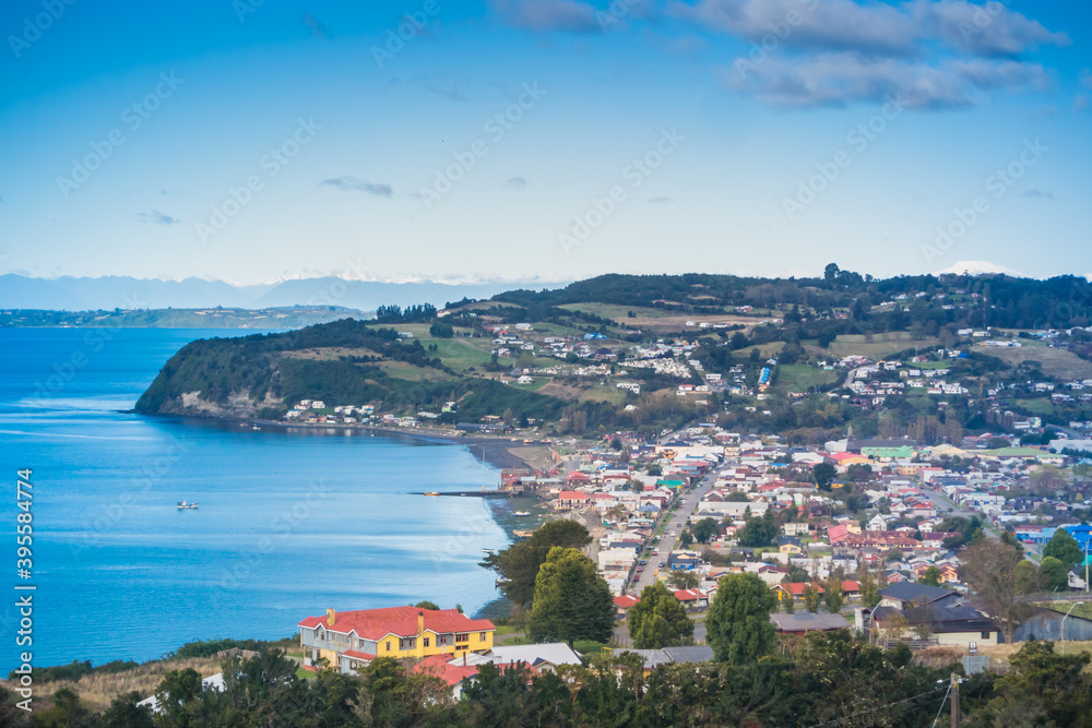 Achao landscape at Quinchao island by Chiloe in Chile.