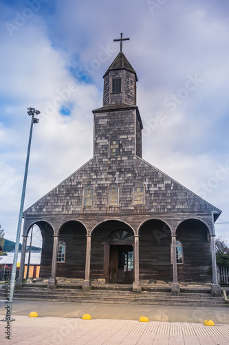 Iglesia Santa María de Loreto wooden church of Achao, at Quinchao island, Chile.