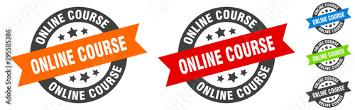 online course stamp. online course round ribbon sticker. tag