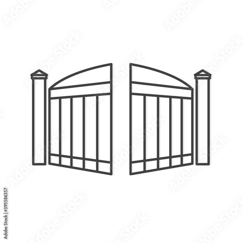 black open modern gate- vector illustration photo