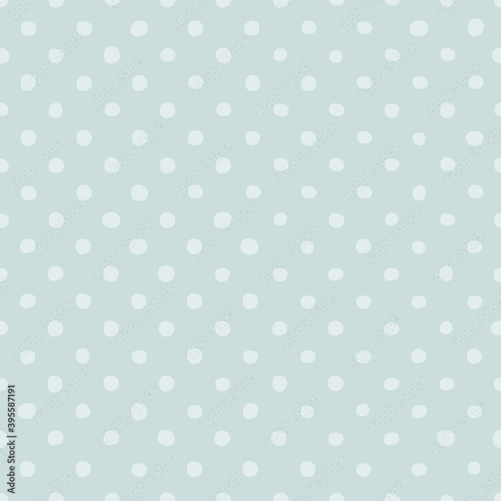 Hand drawn blue polka dots vector seamless pattern