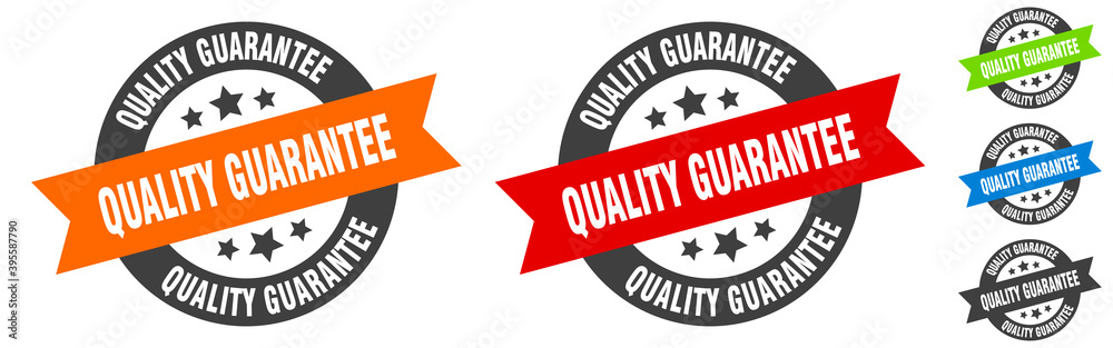 quality guarantee stamp. quality guarantee round ribbon sticker. tag