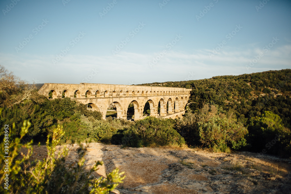 Pont du Gard France bridge, roman empire aqueduct, world heritage site