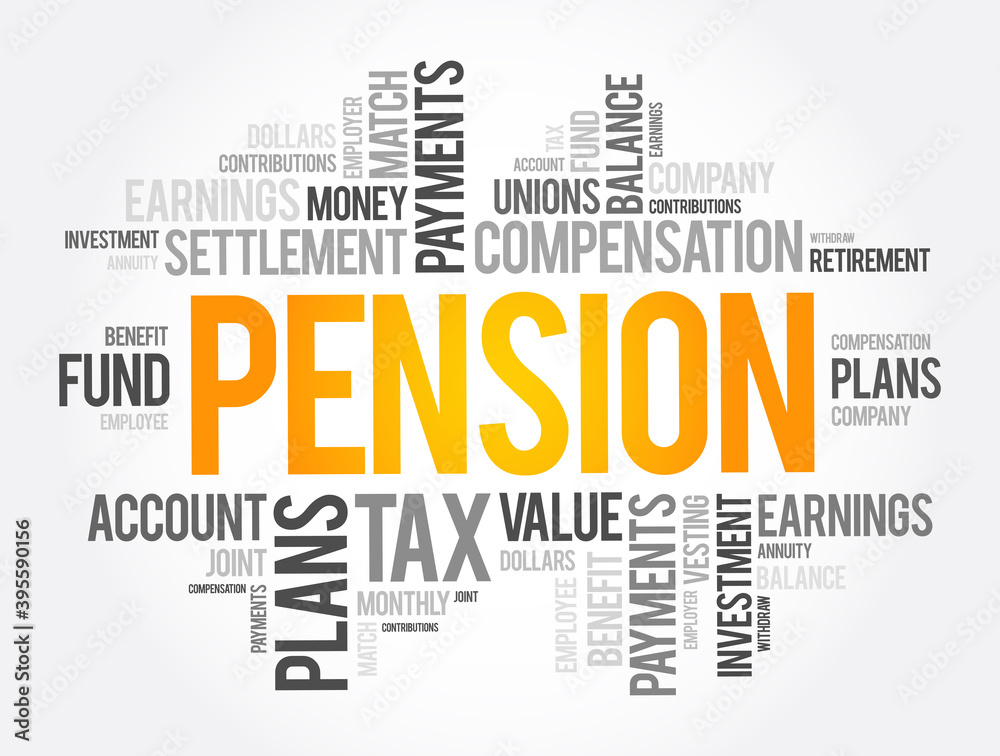 Pension word cloud collage, social concept background Pension word cloud collage, social concept background
