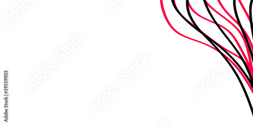 Simple black red white abstract background with hand drawn scribble line