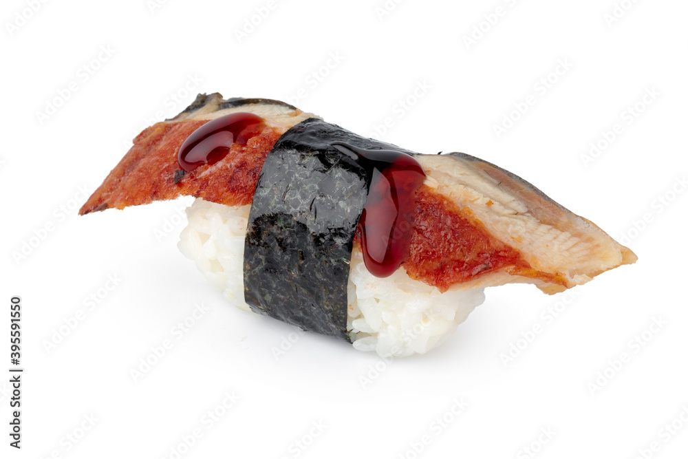 Nigiri sushi piece isolated on white background Nigiri sushi piece isolated on white background