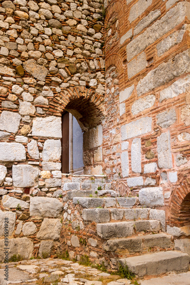 Fototapeta premium Stone architecture, typical of medieval byzantine time, as seen in many greek orthodox monasteries of that time.