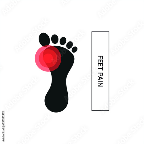 Vector image. Icon of a foot with localized pain.