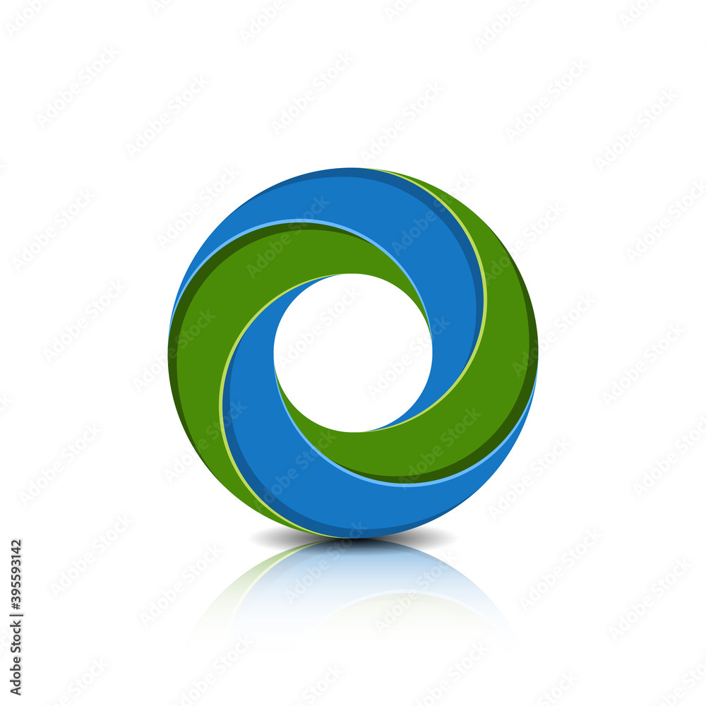 Blue and Green color intersection impossible circle concept eco sign illustration Blue and Green color intersection impossible circle concept eco sign illustration