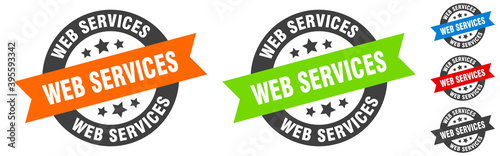 web services stamp. web services round ribbon sticker. tag