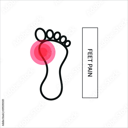 Vector image. Icon of a foot with localized pain.