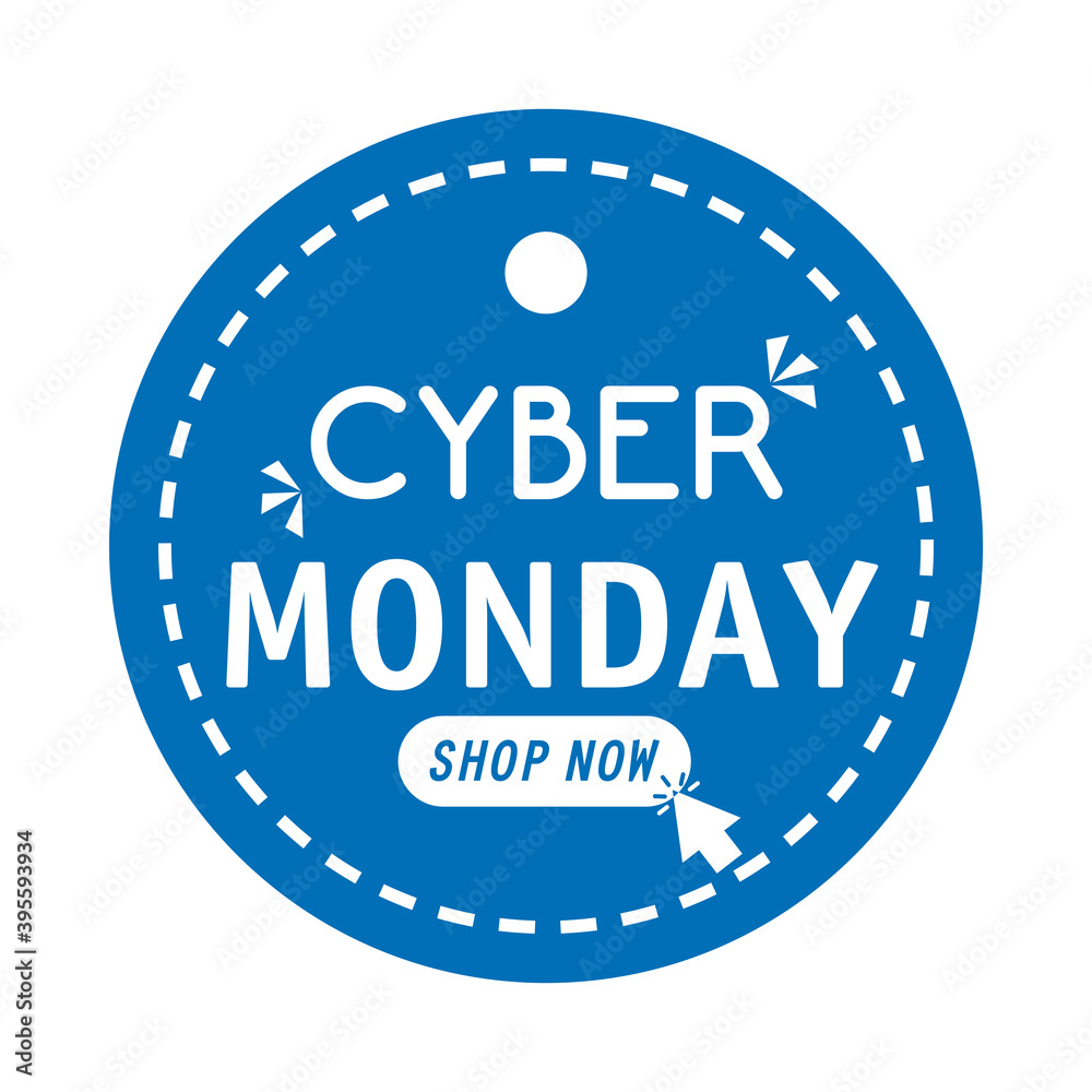 cyber monday lettering in circular tag vector illustration design