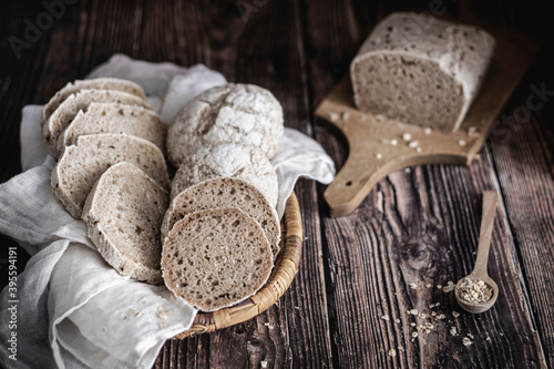 Gluten free bread and buns in the basket