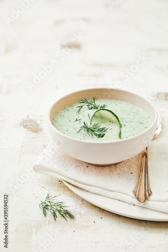 Cold cucumber soup with dill