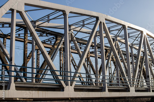 railroad, train, bridge, railway bridge, old, new, welded, riveted, train, view, structure, rivet © photosvideos