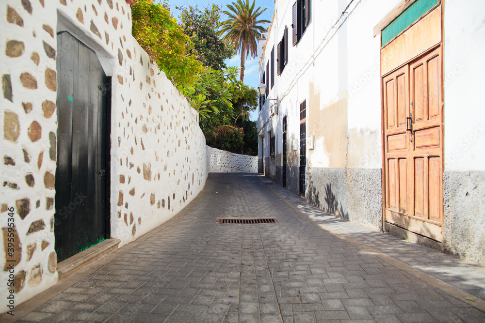 Narrow street in Agaete, Gran Canaria, Spain