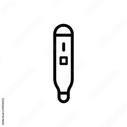 Thermometer, coronavirus related, flu, headache, medical related single icon on white background, thin line, outline EPS Vector