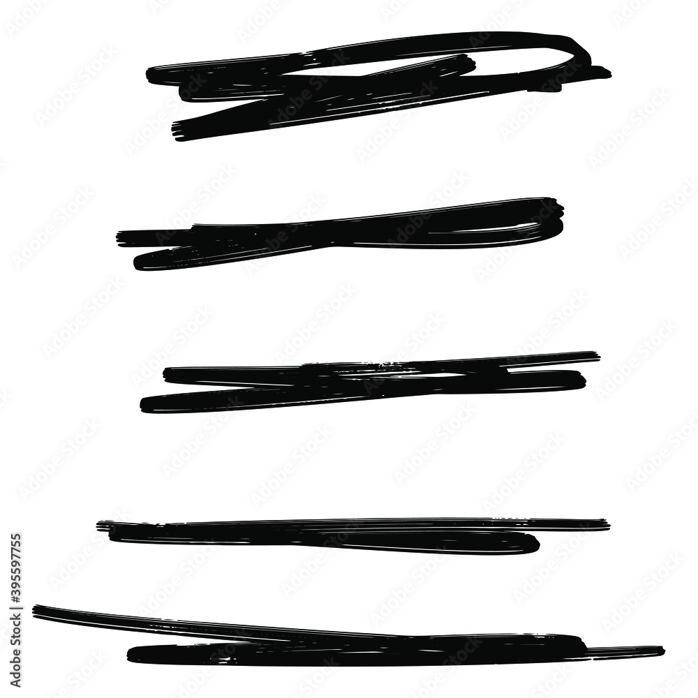 Set of handmade, hand drawn underline strokes isolated on white background EPS Vector Set of handmade, hand drawn underline strokes isolated on white background EPS Vector
