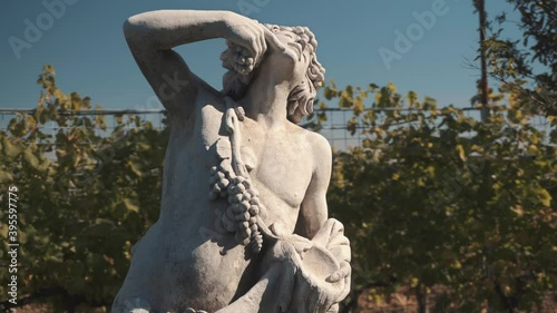 Cinematic shot of a Bacchus God statue photo