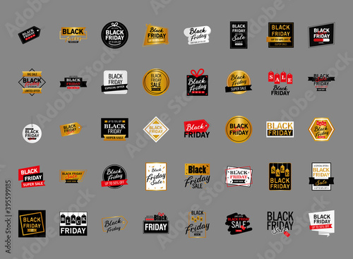 bundle of fourty black friday sale letterings vector illustration design