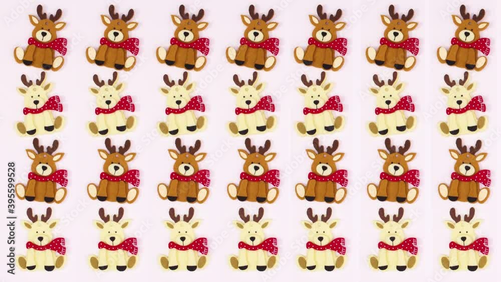 Christmas reindeers move on white theme. Stop motion Christmas reindeers move on white theme. Stop motion